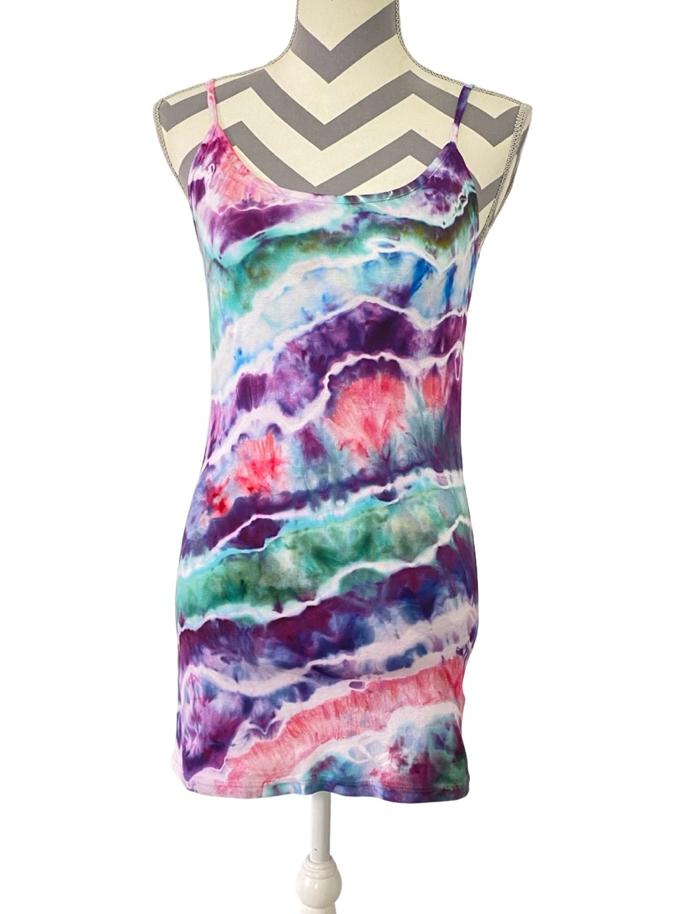AG Geode Tie Dye Mini Tank Dress Womens Size 6 Adriano Goldschmied Upcycled